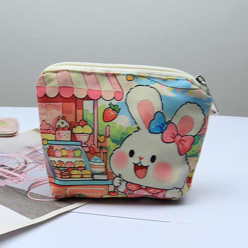 新しいミニ女性漫画かわいい小銭入れキーバッグショートジッパーキャンバスポータブルコインバッグ小さな財布