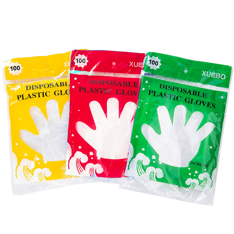 Household Disposable Gloves Plastic Film Five-Finger Cleaning Gloves Beauty Hairdressing Hair Dyeing Gloves Wholesale