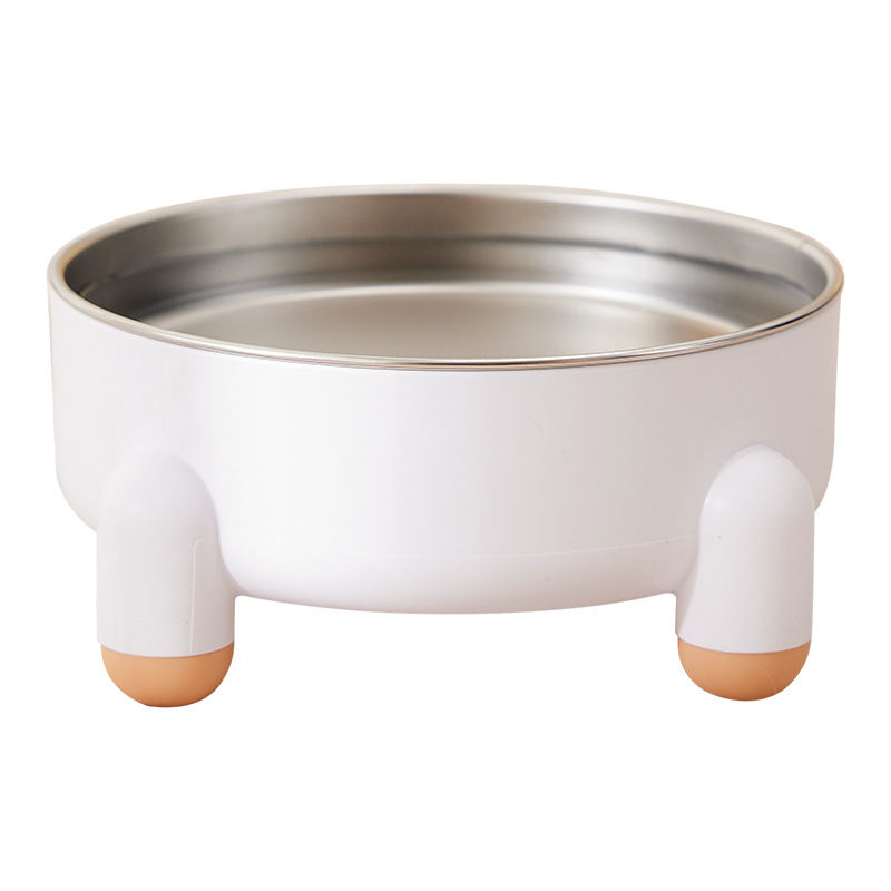 Tazón para perros de acero inoxidable para mascotas Tazón de comida antideslizante de cuatro patas Tazón para mascotas anti-volcado Sin mentón negro Tazón para gatos de patas altas Spot