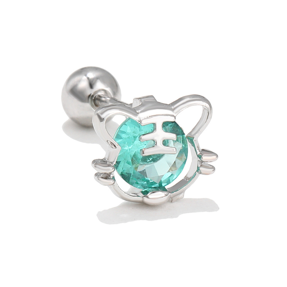 2022 Tiger Year Tiger Ear Bone Stud Exquisite Cute Chinese Zodiac Tiger Stud Earrings Stainless Stee