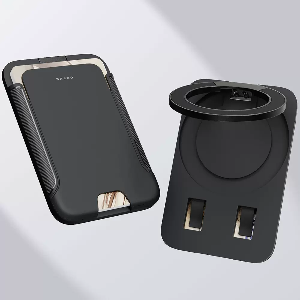 新款适用MagSafe手机磁吸卡包iPhone16多角度转轴支架磁吸卡盒