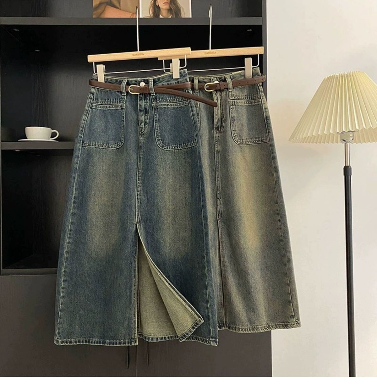 560g Weight Autumn Casual Solid Color Cotton Midi Dress Skirts