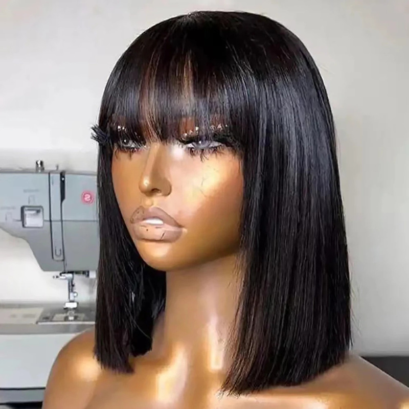 2025 Cross-Border Popular European and American Wig with Bangs Short Straight Hair Brazilian Hot-Selling Wig High Temperature Wire Mesh Manufacturer Batch 2025 Cross-Border Popular European and American Wig with Bangs Short Straight Hair Brazilian Hot-Selling Wig High Temperature Wire Mesh Manufacturer Batch