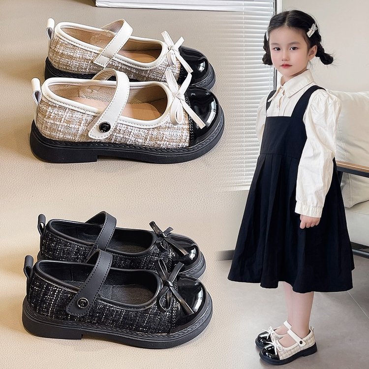 Zapatos de cuero para niñas 2025 nueva primavera pequeña fragancia para niños zapatos de princesa zapatos de espectáculo para niñas zapatos de suela suave image 1