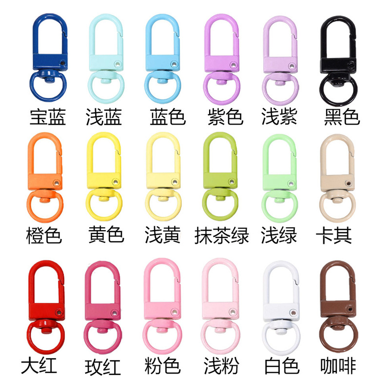 Cross-Border Manufacturer Gold and Silver Paint Colorful Door Buckle DIY Jewelry Accessories Key Ring Key Chain Spring Buckle Hanging Buckle Cross-Border Manufacturer Gold and Silver Paint Colorful Door Buckle DIY Jewelry Accessories Key Ring Key Chain Spring Buckle Hanging Buckle