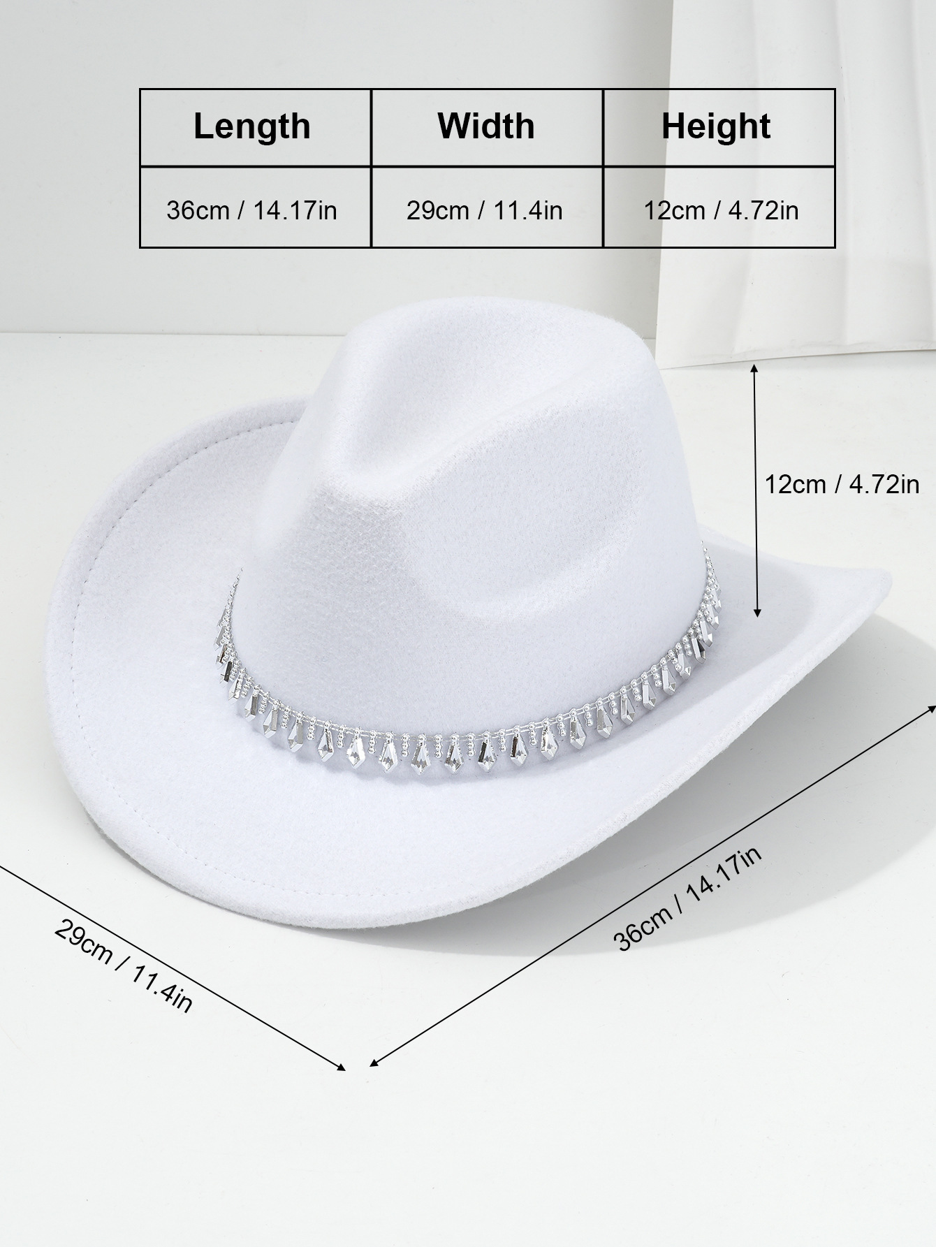Cappello da cowboy western con strass in feltro morbido jazz_voghion.com