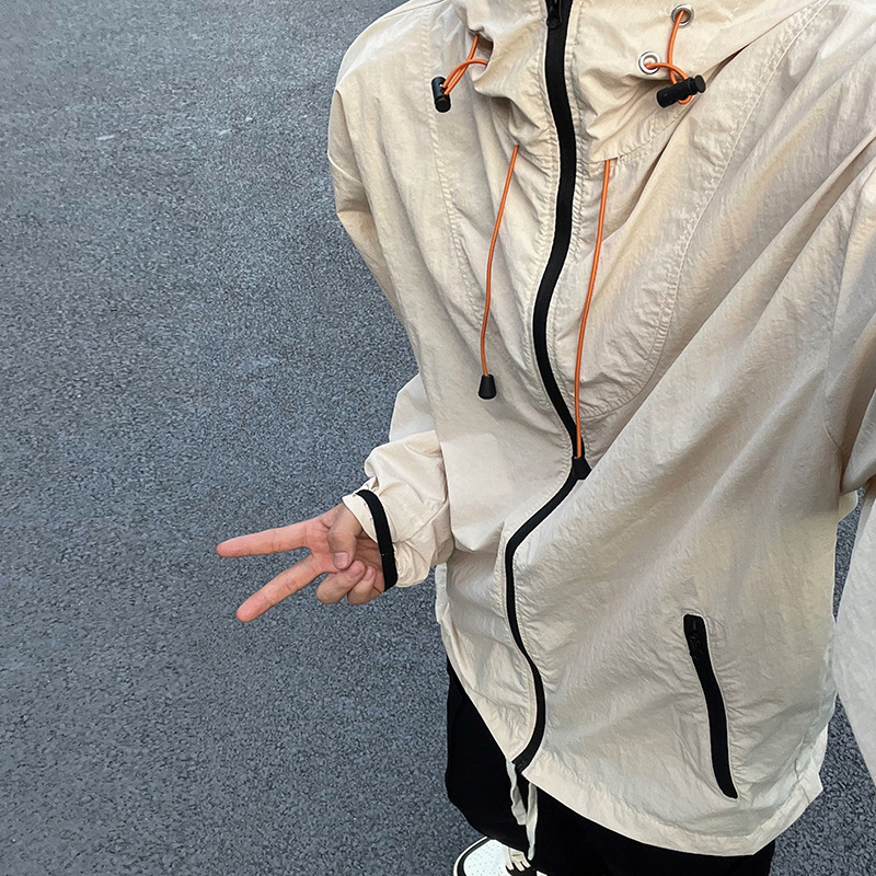 선스크린 윈드브레이커 재킷 남자 여름 경량 통기성 트렌디 브랜드 느슨한 캐주얼 올매치 야외 후드 선스크린 낚시 세트