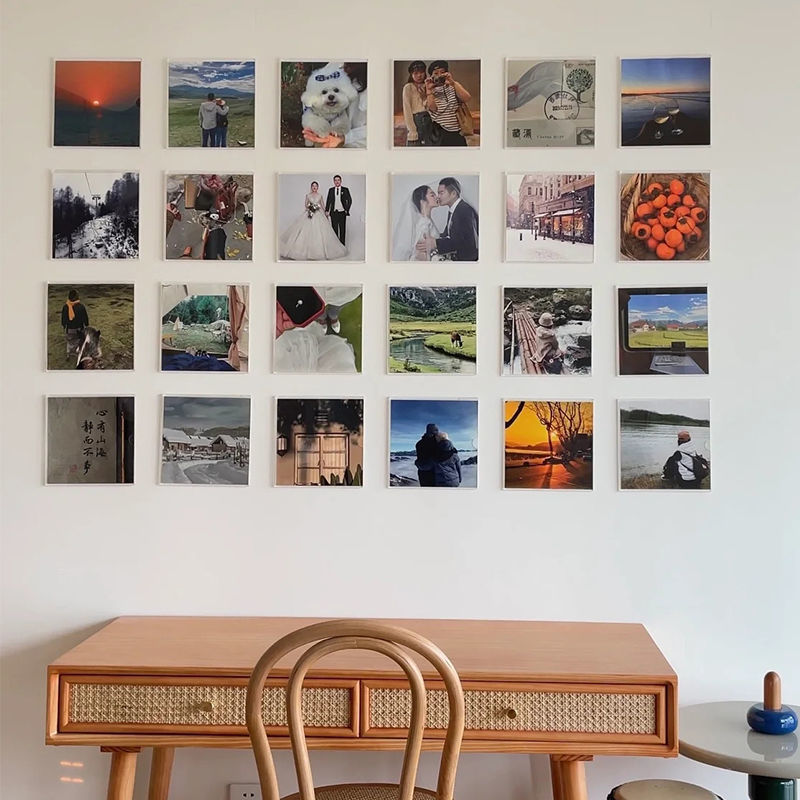 Acrylic Photo Wall Xiaohongshu Photo Card Slot Wall Sticker Square Shape Trendy No-Drill Square 8inch Photo Frame Acrylic Photo Wall Xiaohongshu Photo Card Slot Wall Sticker Square Shape Trendy No-Drill Square 8inch Photo Frame