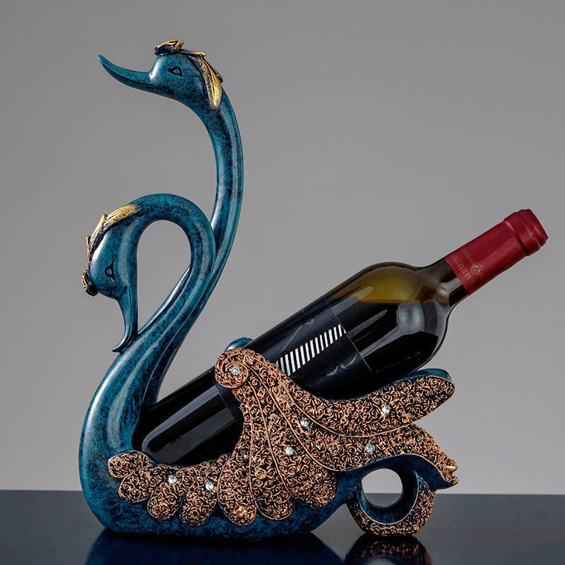 Mayorista cisne decoraciones decorativas para el hogar estantes de vino decoraciones de sala de estar decoración de resina de almacenamiento artesanía