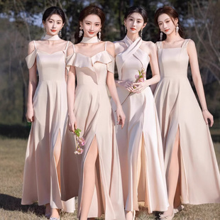 Bridesmaid Dress 2025 New Summer Champagne Color Sister Group Dressing Gown Dress Bestie Group Wedding Evening Dress
