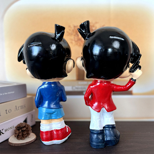 L0213 SF Large-Sized Conan Gun-Shaped Piggy Bank, Cute Cartoon Shinichi Savings Jar, Resin Decorative Item—Perfect Gift for Students