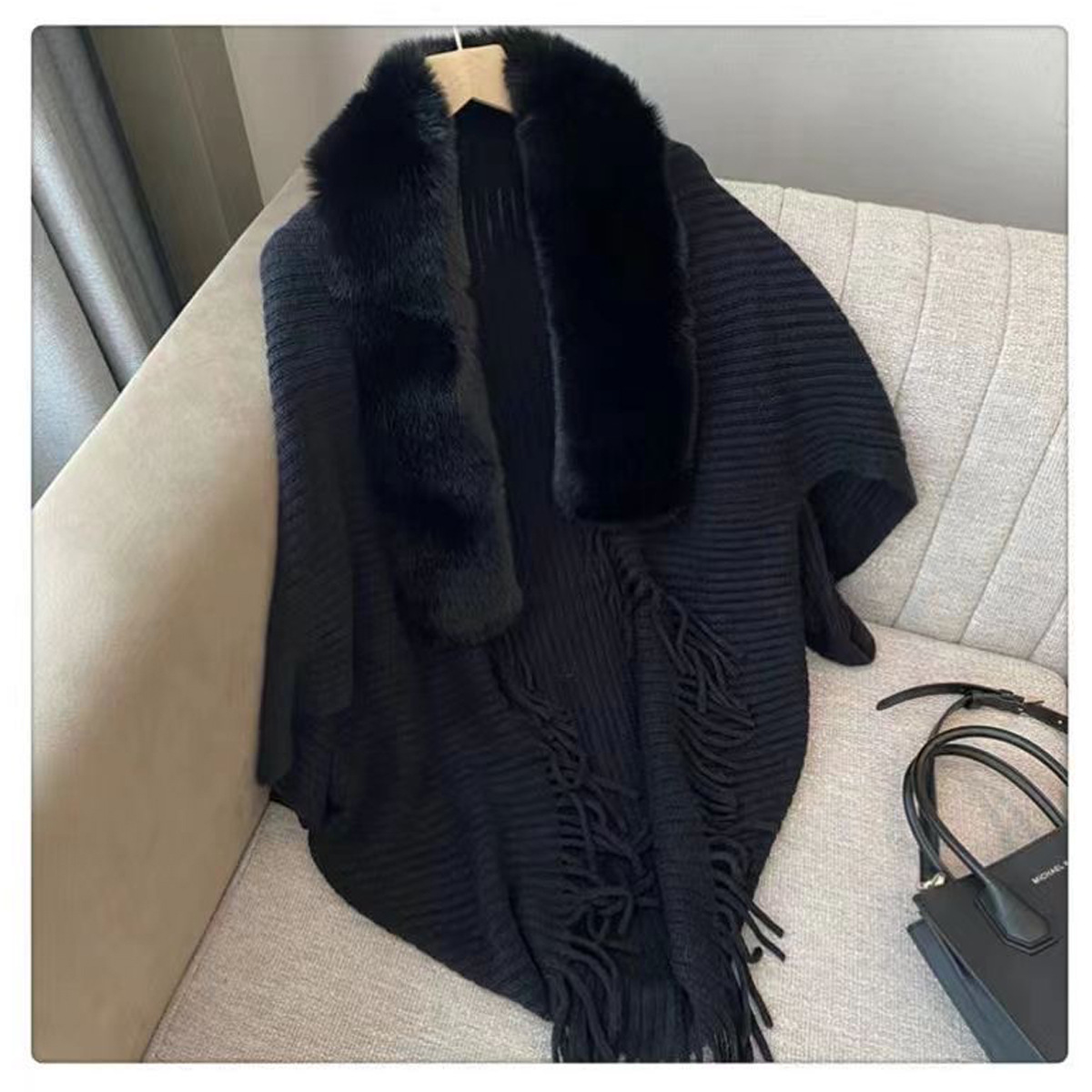 Otoño y invierno nuevo cuello de lana chal clásico de color sólido bordado cuello de lana con bufandas capa capa