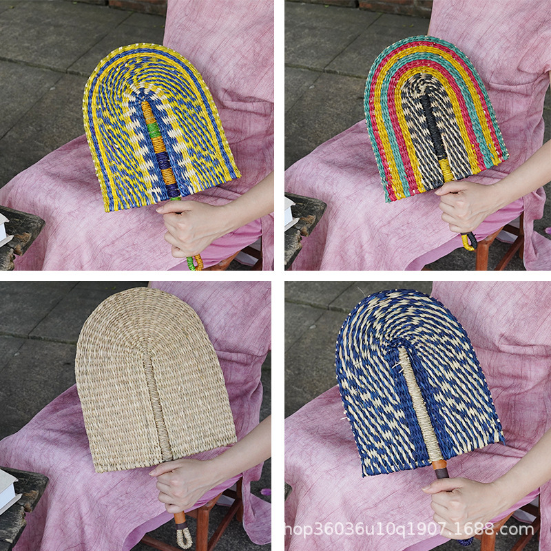 Vietnam Sea Grass Fan Hand-woven Round Fan African Pu Fan Wall Decoration Daily Summer Portable Hand-operated Fan