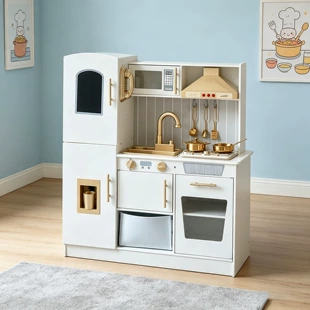Деревянная игровая кухня со звуком и светом с водой