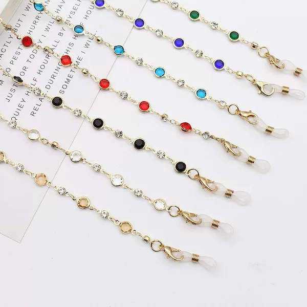 High-End Lanyard Cross-Border Amazon Metal Jewelry Accessories Colorful Crystal Zircon Anti-Slip Eyeglass Chain