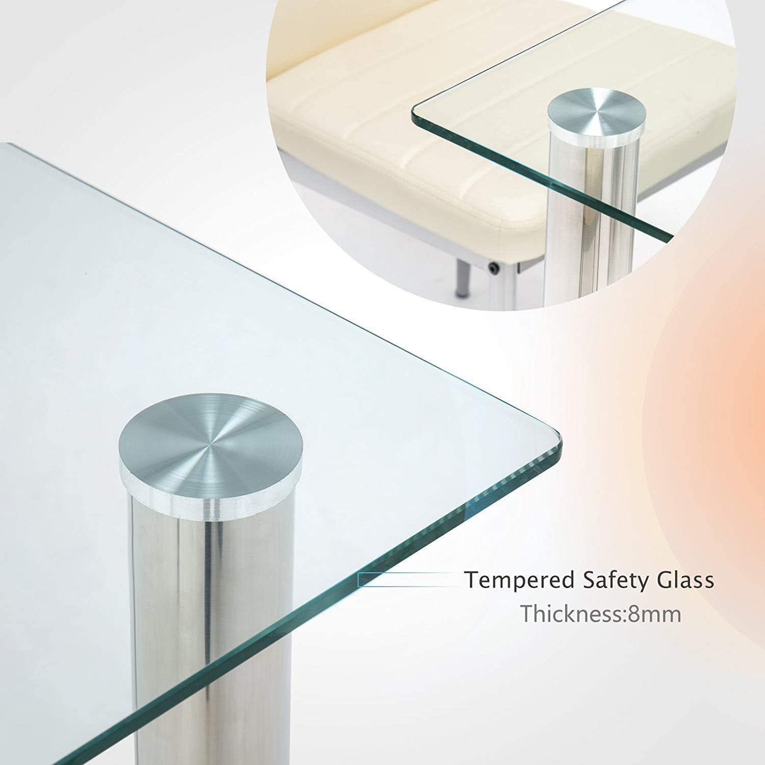 Mesa de comedor de explosión transfronteriza moderna y simple mesa de comedor de vidrio temperado rectangular mesa de comedor de vidrio image 4