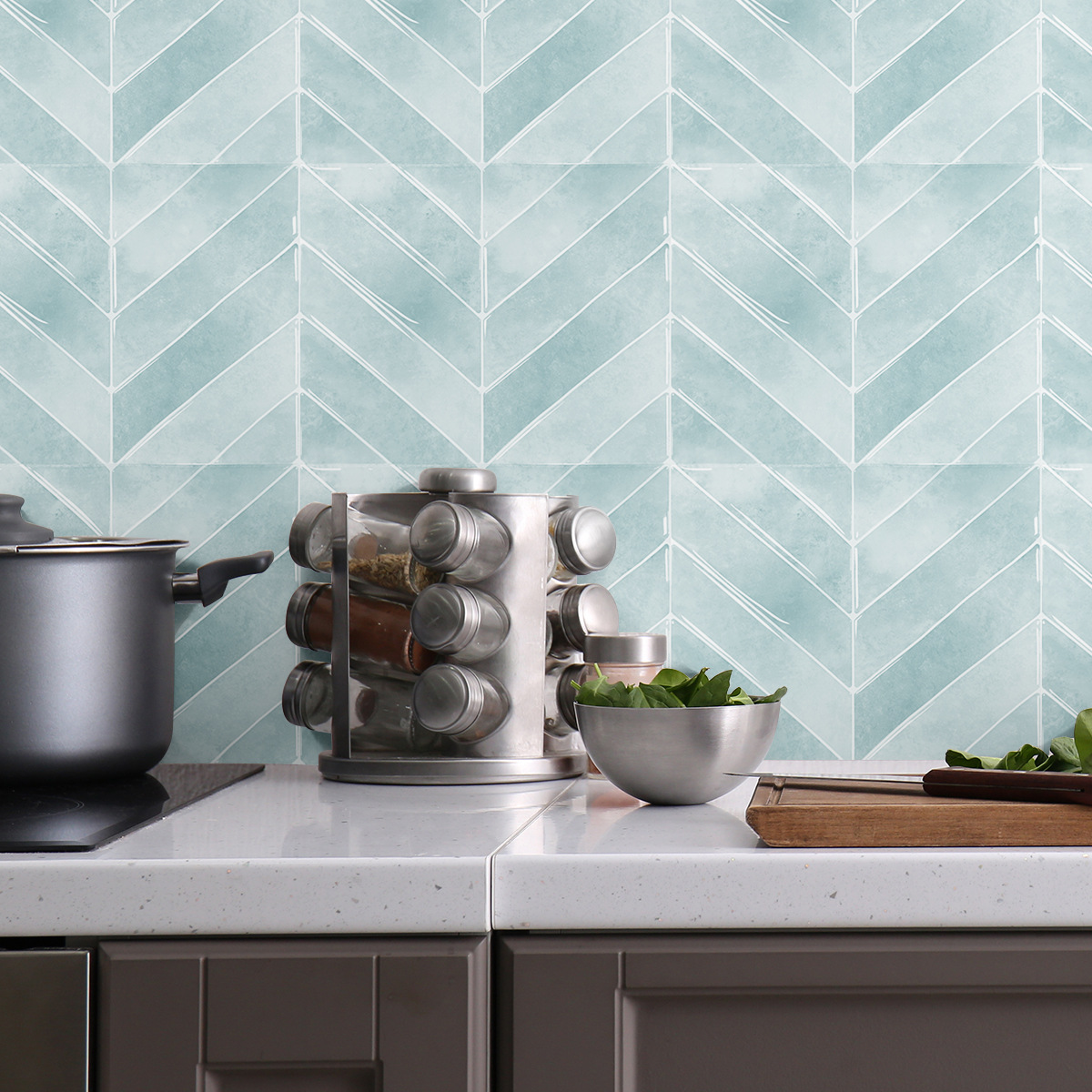 Nuevo producto hojas en espiga transfronterizas autoadhesivas tridimensionales autoadhesivas pegatinas de plástico de goteo antiincrustantes para la renovación del hogar pegatinas de azulejos