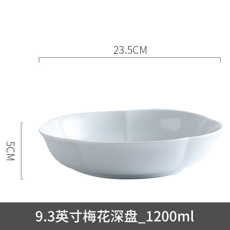 Fabricante de porcelana de gran capacidad de moldeo de flores de ciruela plato de sopa de cerámica platos de sopa de pescado hervido ensalada de pescado enchube platos profundos