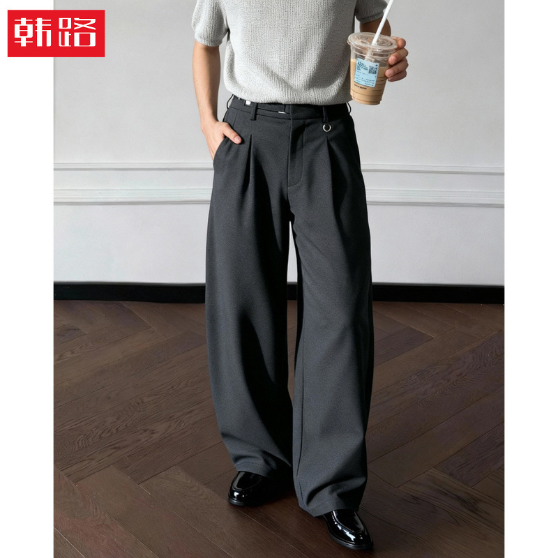 Three-Dimensional Pleated High-End Casual Pants for Men, Spring New Style, Adjustable Waist, Old Money Style Trousers, Drapey Silhouette Trousers