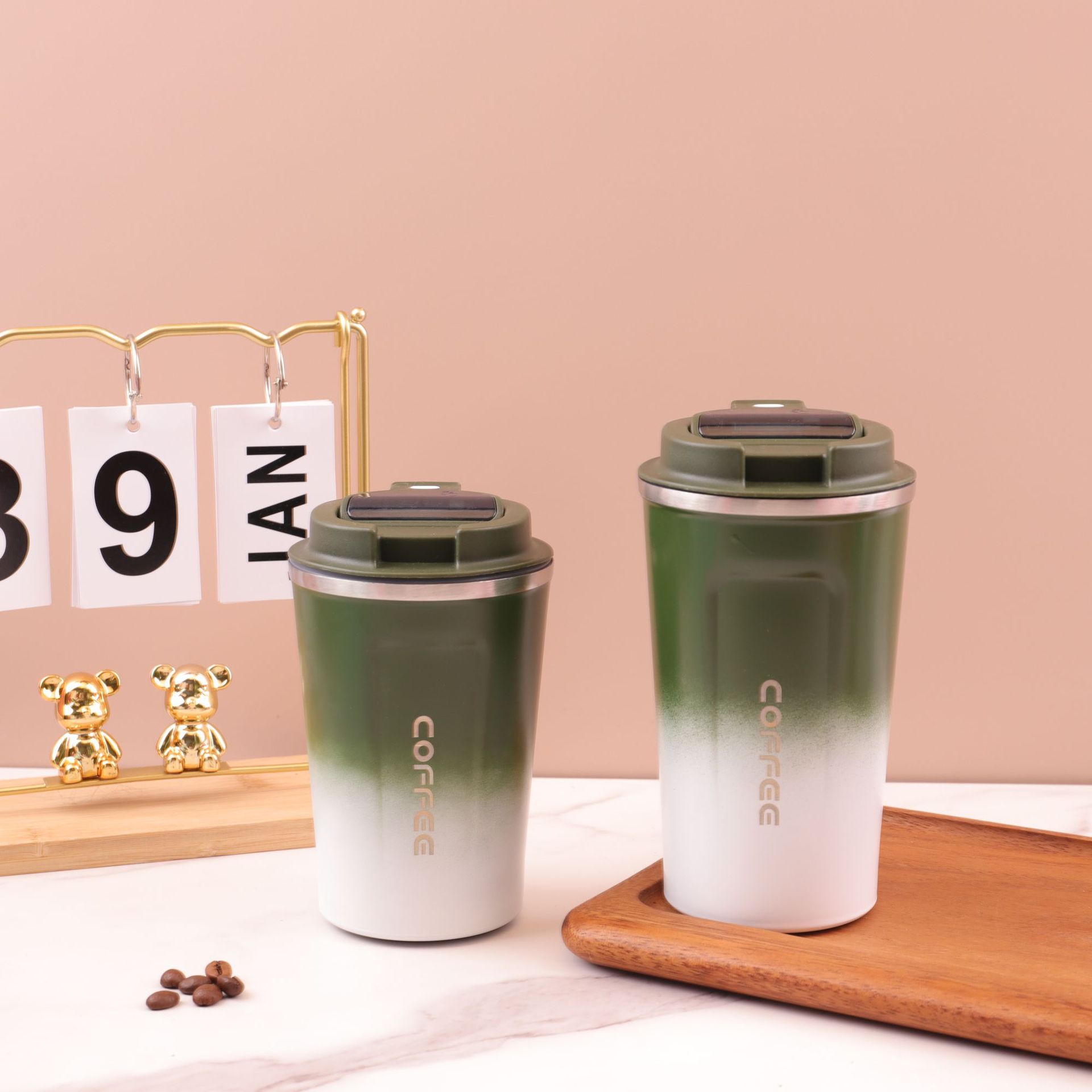 Ventas transfronterizas calientes de color gradiente 304 acero inoxidable solo puede aislar tazas de café portátiles al aire libre tazas de vacío de doble capa