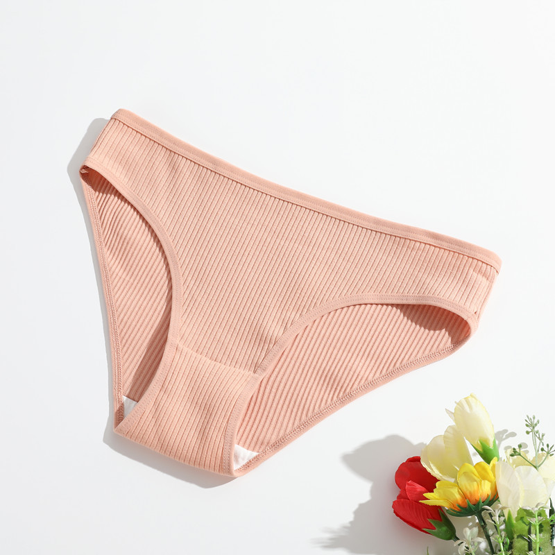 Nuevo algodón de hilo de mujer de color sólido de cintura baja encaje transpirable de doble capa de ropa interior de niñas procesamiento personalizado image 6