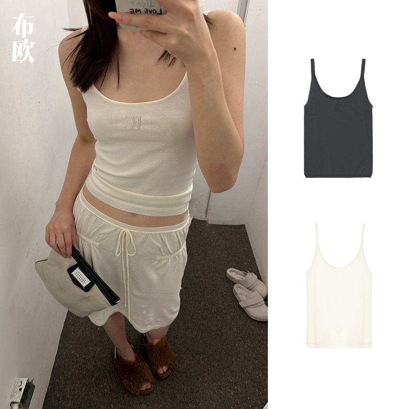 [Clearout No Returns or Exchanges] Korean Niche Designer Brand Nanyou Simple Slim Fit Inner Knitted Sling for Women