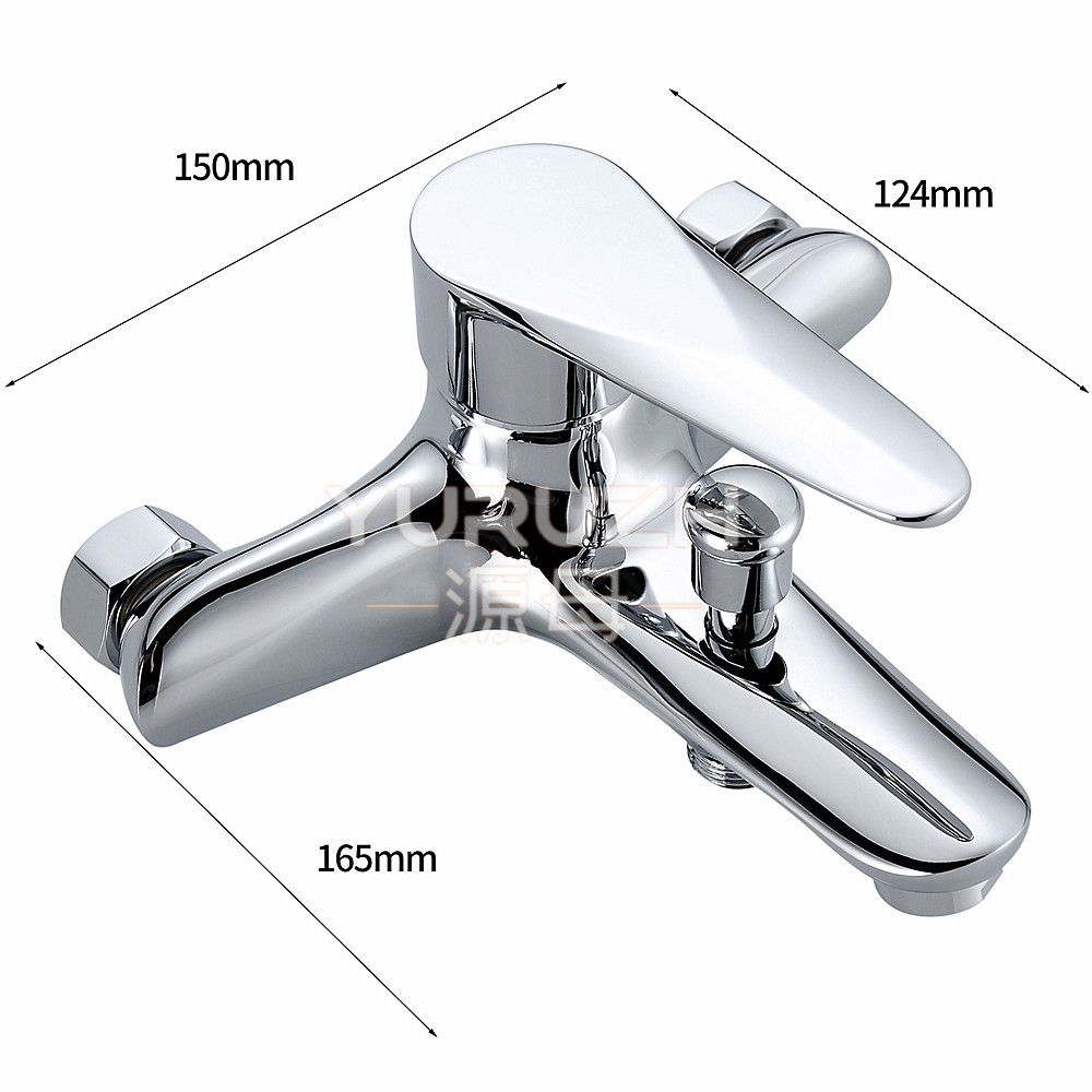Manufacturer's all-copper shower faucet and showerhead set, three-in-one wall-mounted concealed mixing valve, household cold and hot bathtub faucet details Picture