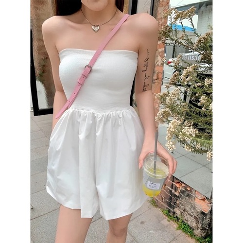 Korean Classic Braided Bodysuit Dress for Women Summer One-Piece High-Waist Loose Casual Short Pants