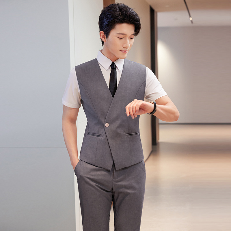 Men's Professional Workwear Hotel Restaurant Jewelry Store Beauty Salon Billiard Hall Front Desk Work Clothes Vest Suit Can Be Printed