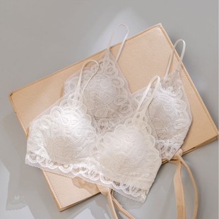Large Backless Beautiful Back Underwear for Women with Small Breasts, Push-Up Without Rims, Sexy French Lace Triangle Cup Bra