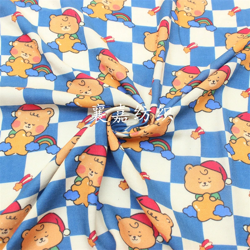 Bamboo fiber double-layer gauze fabric cartoon digital print baby clothing pajama fabric