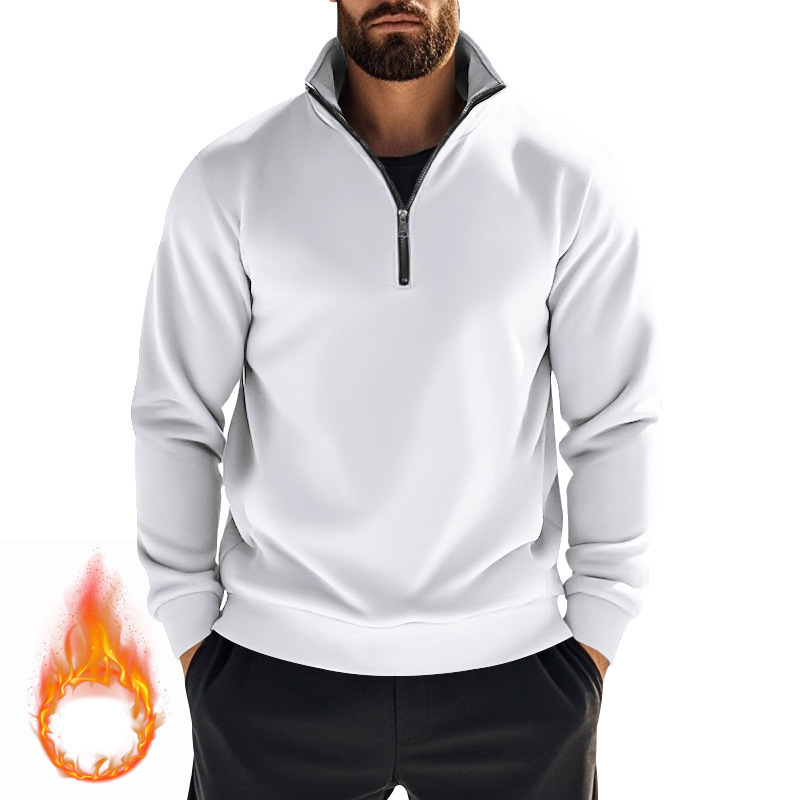 Sweatshirt homme en molleton avec col zippé hiver automne_voghion.com