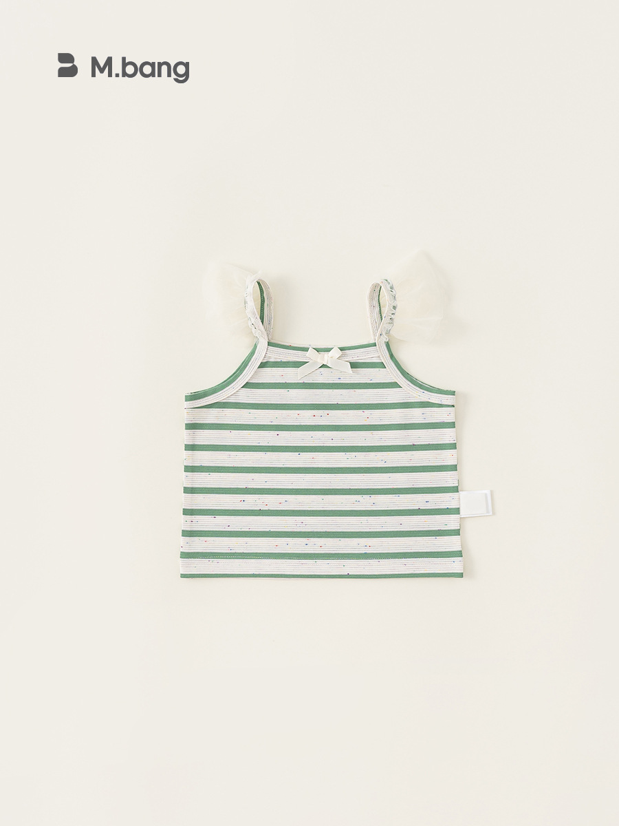 Youbao ropa para niños ropa de verano para niñas tops de manga voladora para niños pequeños y medianos tops de lazo para niños tirantes a rayas en contraste