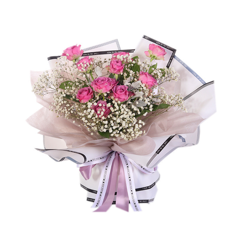 Flower party fabricantes al por mayor nuevos productos transfronterizos flor embalaje flor flor florista ramo de flores envoltura de borde negro material de embalaje de papel ramo