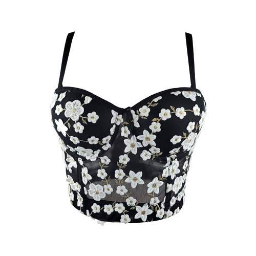 Spring and summer new hot-selling gold silk embroidery beautiful suspenders fresh and cute girl slim vest breast cup steel ring top