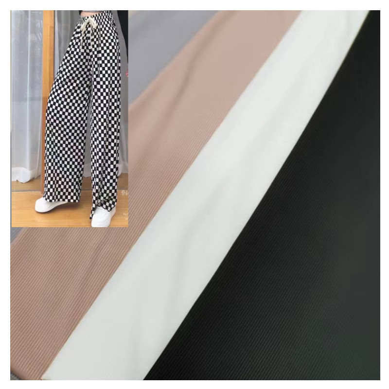 现货50色22随心裁网红家居服面料冰丝罗纹坑条