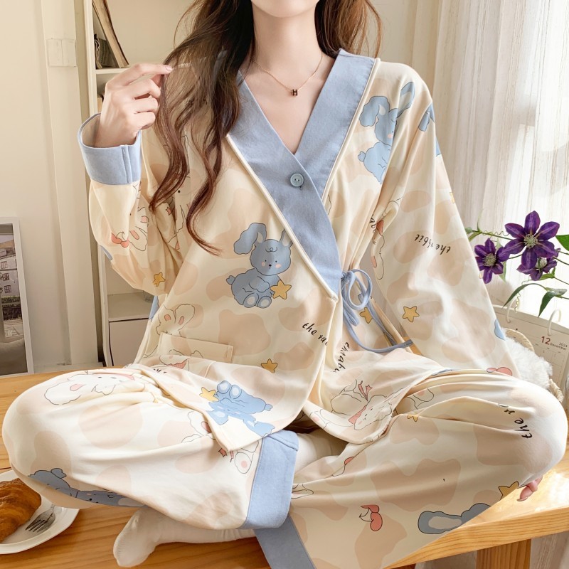 月子服春秋産後3-9月妊婦パジャマ夏の薄いタイプの入院授乳産婦授乳家庭服|undefined