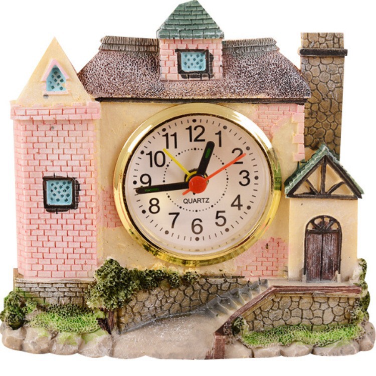Cartoon castle villa alarm clock, creative alarm clock, children's learning alarm clock, dormitory alarm clock, fun bedside clock, home desktop clock