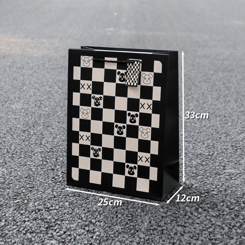 Bolsa de regalo simple en blanco y negro, bolsas de regalo de cumpleaños, bolsas de regalo de alta calidad, bolsas de mano.