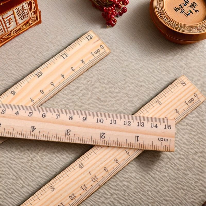 Regla recta Regla de madera 15cm - 30cm Ayuda de enseñanza Regla de madera Corte de doble escala Impresión de escala única
