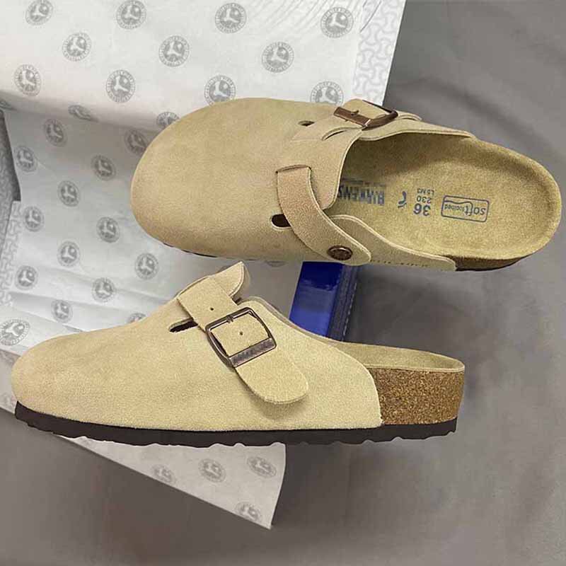 Pre-Order Wide Version Birkenstock Clogs with a Grainy Texture, Closed-Toe, Unisex, Sizes 36-45, Slip-On Outdoor Slippers with Thick Soles
