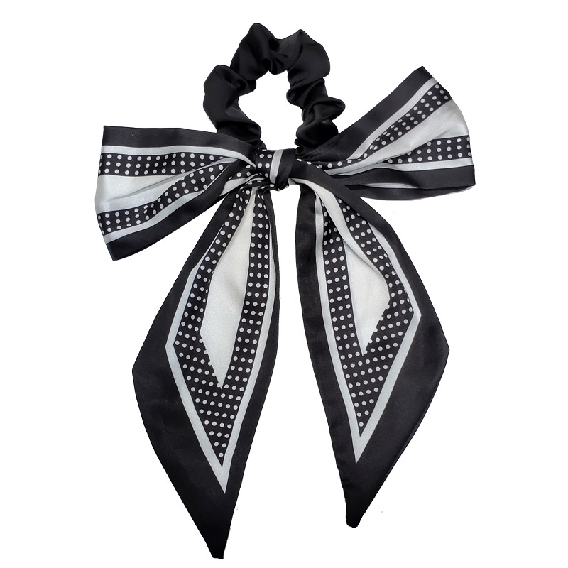 Fashion Polka Dots Big Bow Ribbon Satin Print Hair Scrunchies Wholesale Nihaojewelry display picture 6