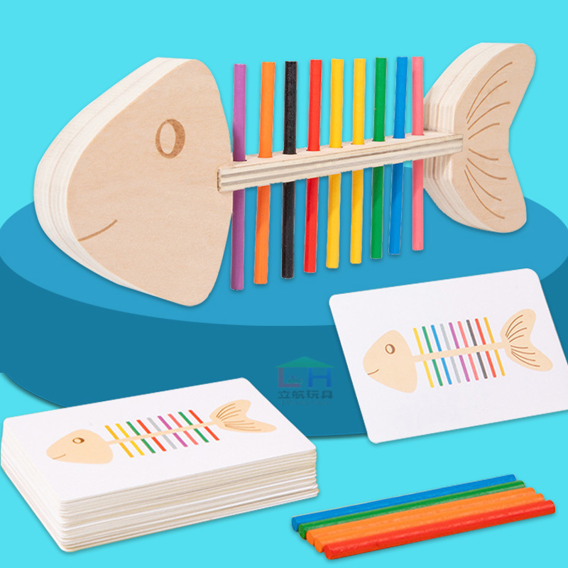 Fishbone Montessori Teaching Aids Fine Motor Training Kindergarten Color Matching Puzzle Young Kidsren Educational Early Education Toys