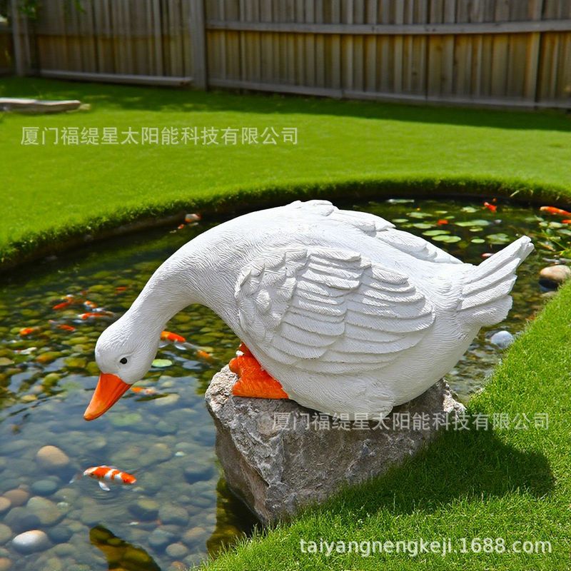 跨境户外花园庭院装饰创意小鸭子树脂摆件假山水池边鱼塘动物摆件|undefined