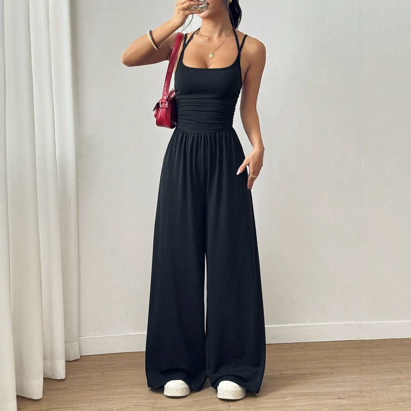 2026 European and American Cross-Border Amazon New Summer Style Women's Casual Strapless Jumpsuit Summer Wide-Leg Loose Fit 2026 European and American Cross-Border Amazon New Summer Style Women's Casual Strapless Jumpsuit Summer Wide-Leg Loose Fit