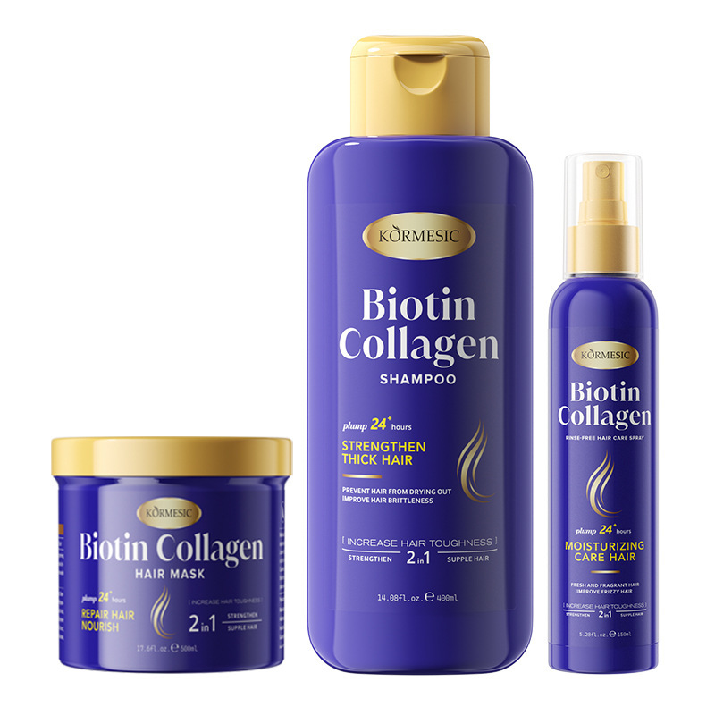 Comercio exterior KORMESIC colágeno y biotina lavado de cabeza shampoo máscara de cabello champú transfronterizo al por mayor