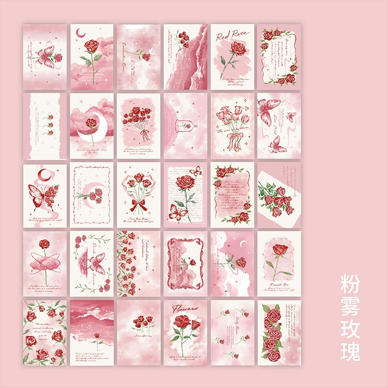 Почтовая открытка-бокс (MR. PAPER) Rose Revelation — 30 ретро иллюстрационных карточек, нарисованных вручную