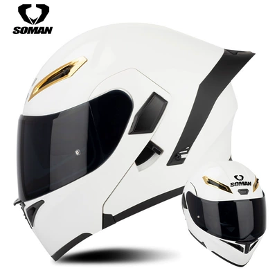 Motosiklet kaskı (dəbilqə), riding motorcycle full helmet double - pearl-white-with-tea-slices-s