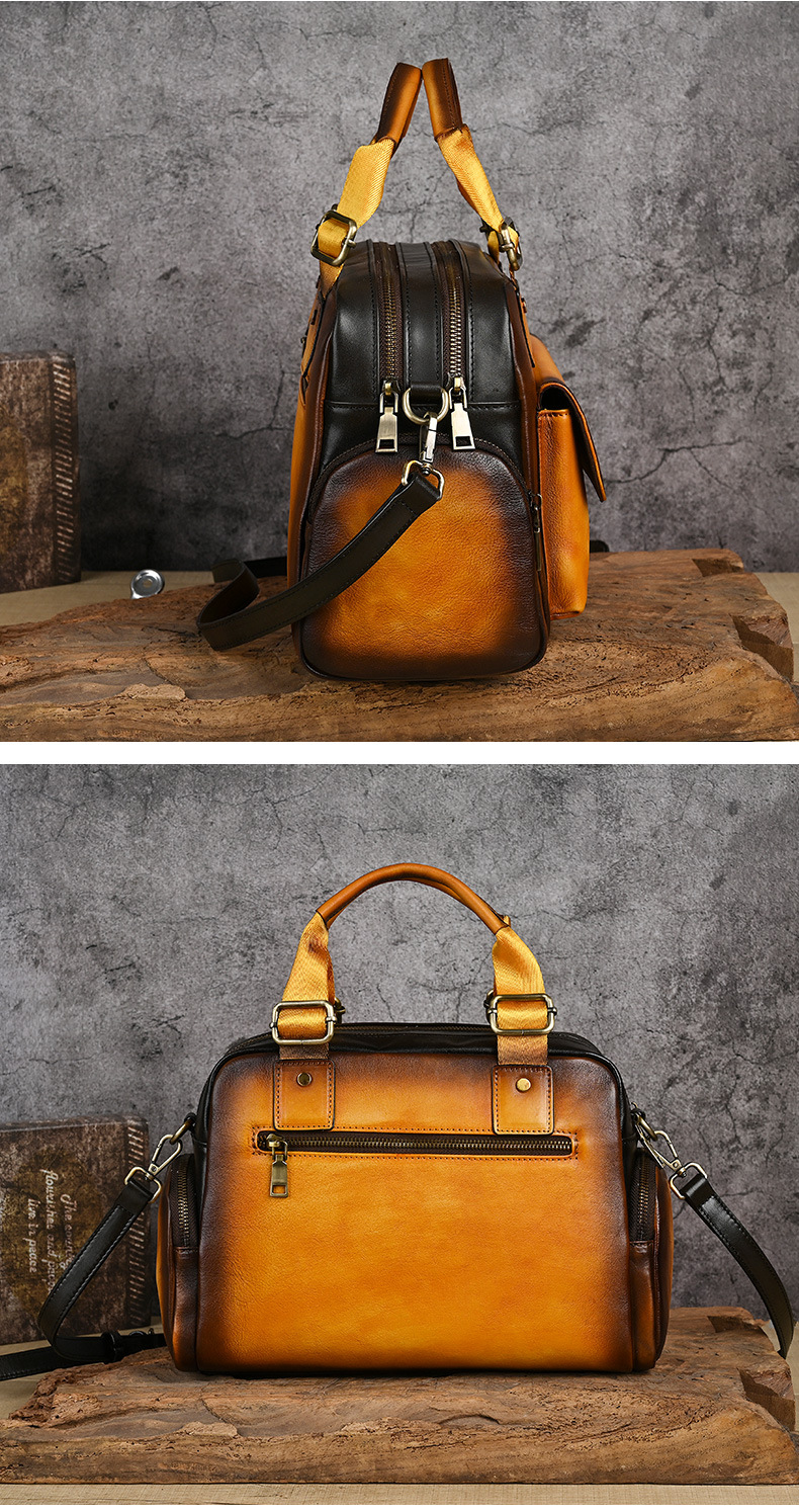 Túi xách tay nữ da bò cổ điển phong cách châu Âu, đa năng xách tay và đeo chéo, kích thước 32×16×22 cm — Đỏ cổ điển chi tiết 14