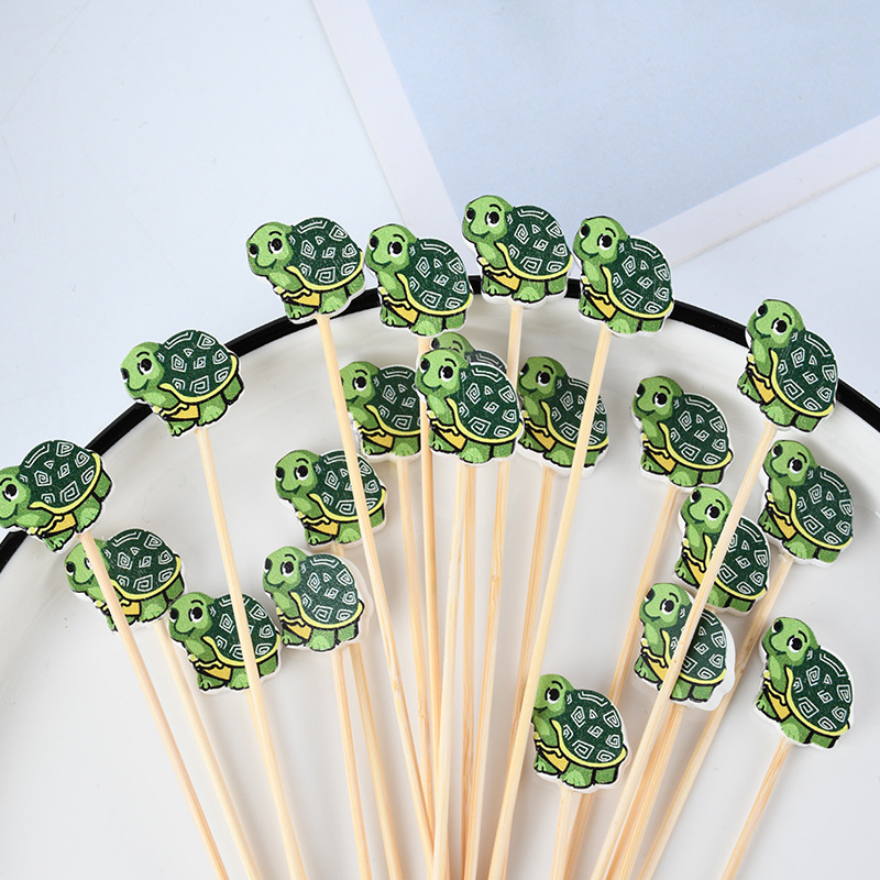 Animal creativo tortuga horquilla de fruta decorativa horquilla de fruta bandeja de bambú desechable horquilla de moda horquilla de vino suministro de fábrica